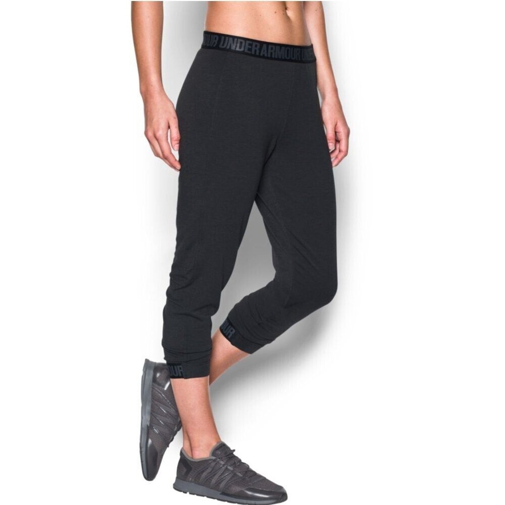 Under Armour Featherweight Fleece Crop Pants Women's Size L Black